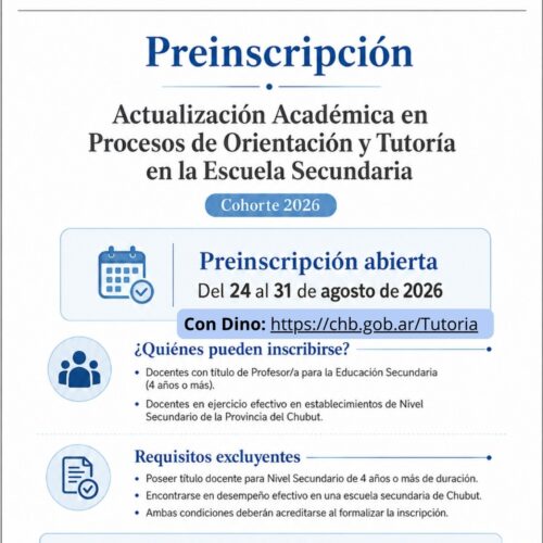 Preinscripción a Actualización en Procesos de Orientación y Tutoria en Escuela Secundaria